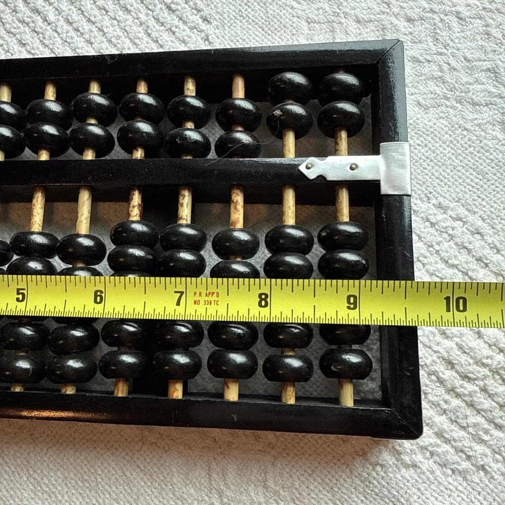 Vintage Wooden Abacus Counting Frame Black Beads Asian Math Learning Tool
